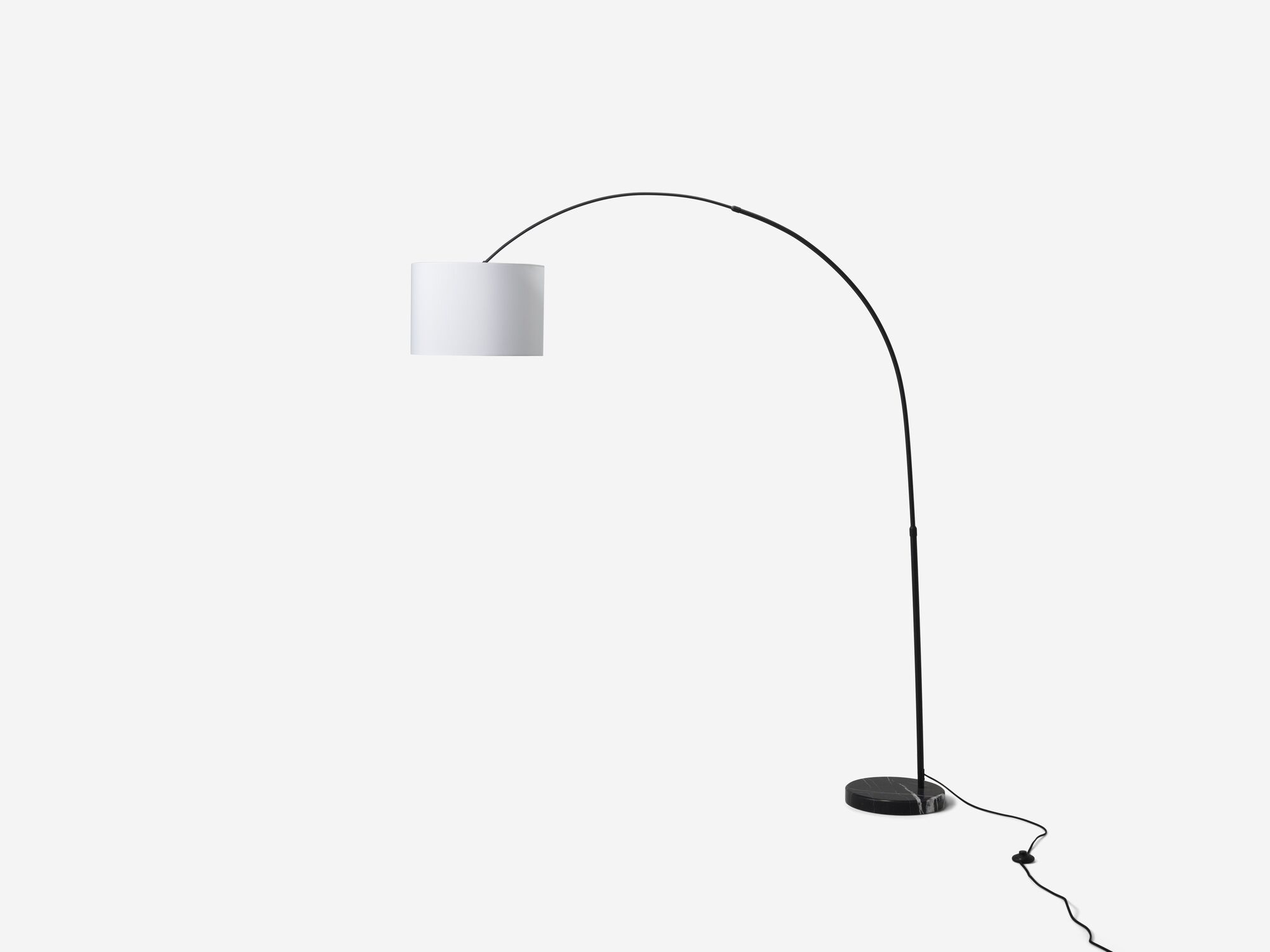 White arc floor lamp side view